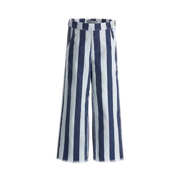 OM Girl White And Blue Lining Palazzo Pant