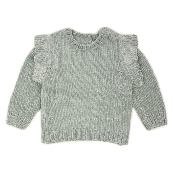 JS Girl Green With Shoulder Frill polyester Sweater