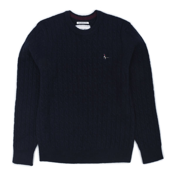 JW Blue Cable Crew Knitted Eagle Patch Sweater