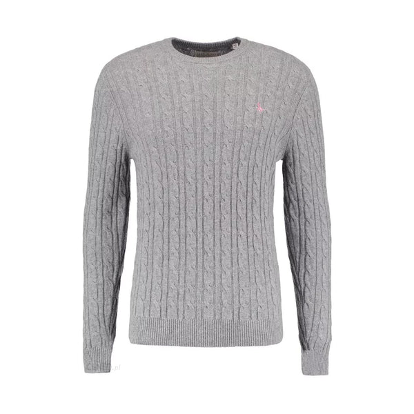 JW Unisex Knitted Eagle Patch Grey Sweater