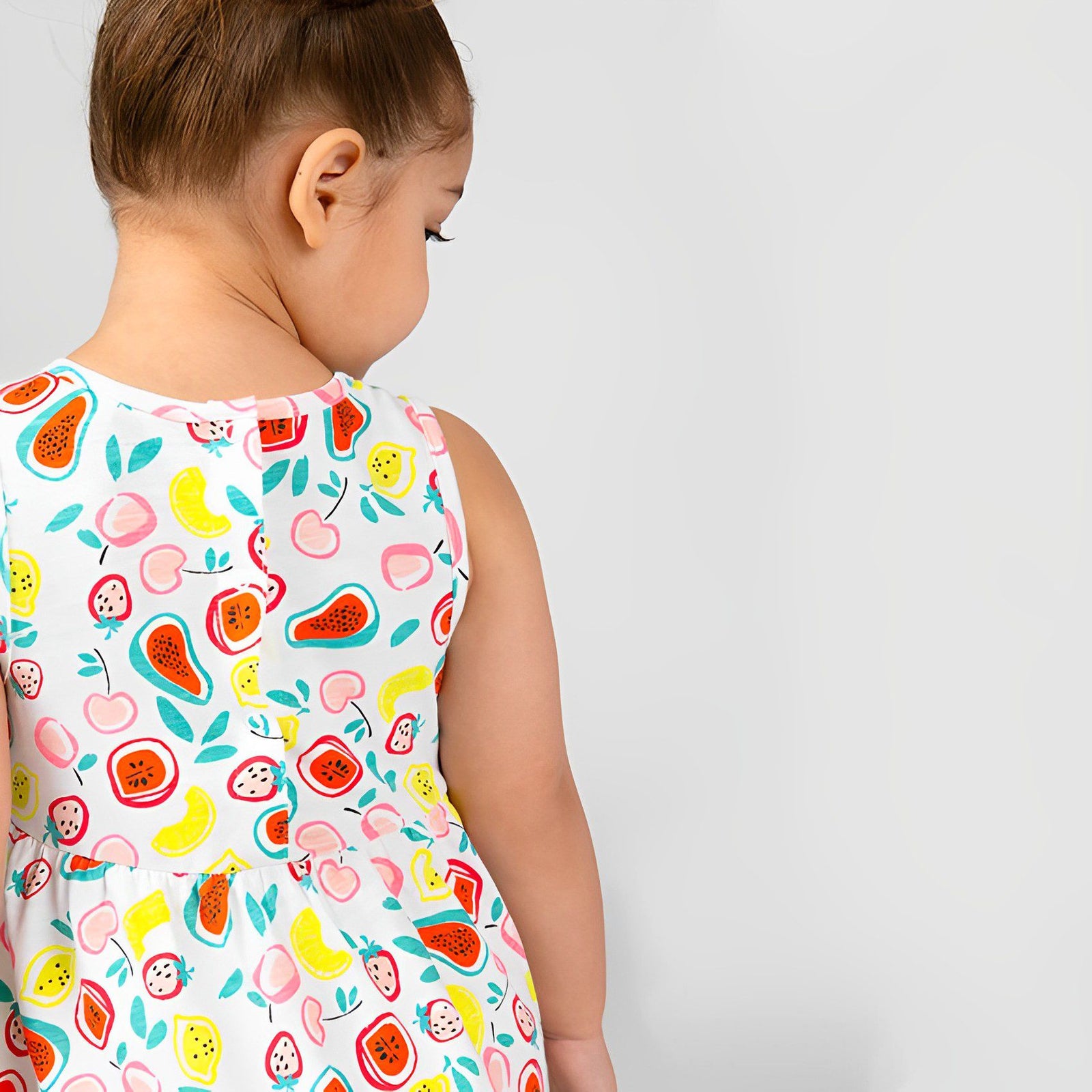 ORA Jersey Cotton Watermelon White Sleeveless Frock - TinyTikes.pk