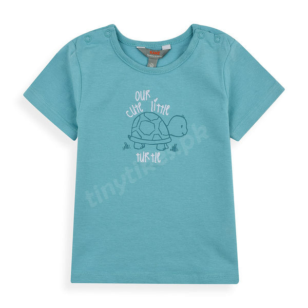 KA NZ Boys T-Shirt Sea Green Color With Turtle Print - TinyTikes.pk