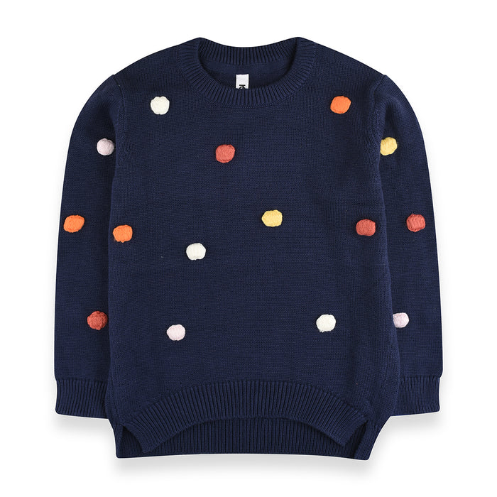 KD Girls Pom Pom Knit Sweater - TinyTikes.pk