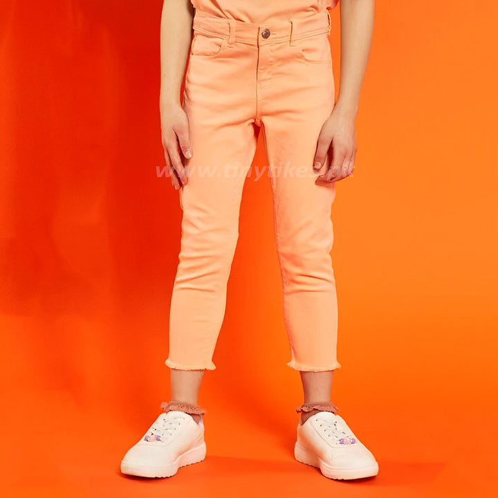 KIA BI Denim Orange Slim Stretch Pant - TinyTikes.pk