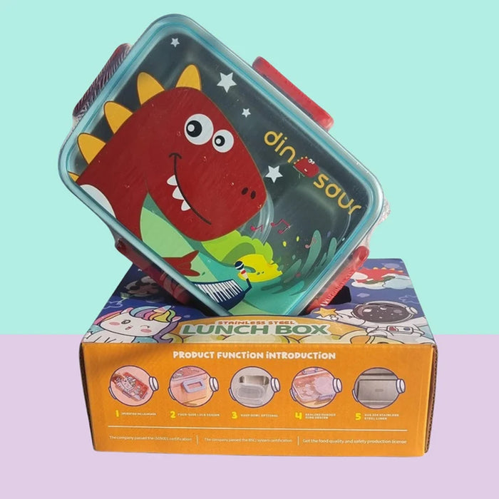 Kids Fun Print Stainless Steel Lunch Box – Animal & Cartoon Designs