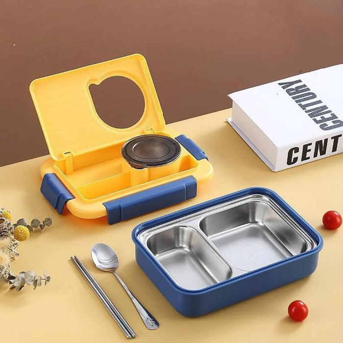 3-in-1 KIDS Lunch Box With Stainless Steel Spoon & Fork Set