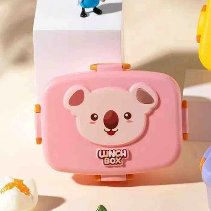 2-in-1 Cute Bear Printed Lunch Box For School & Travel