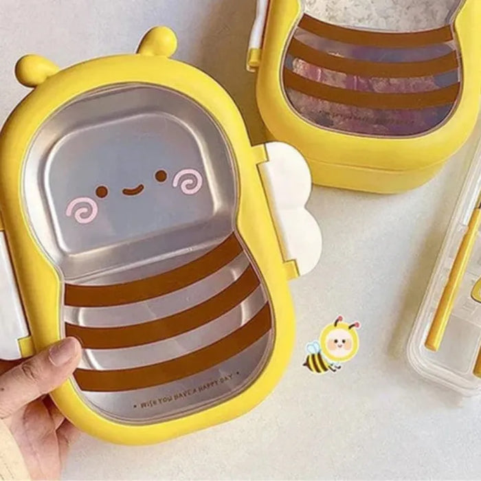 KIDS Bee Shape Stainless Steel Lunch Box-2 Food Compartments