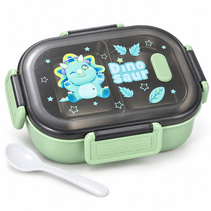 KIDS Dino Printed Stainless Steel Lunch Box-2 Compartments