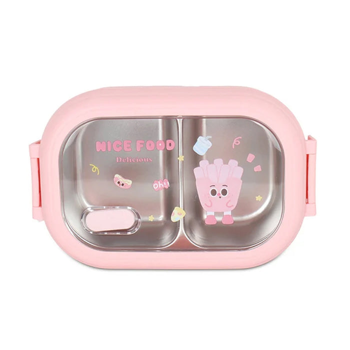 KIDS Delicious Printed Stainless Steel Lunch Box-2 Food Compartments