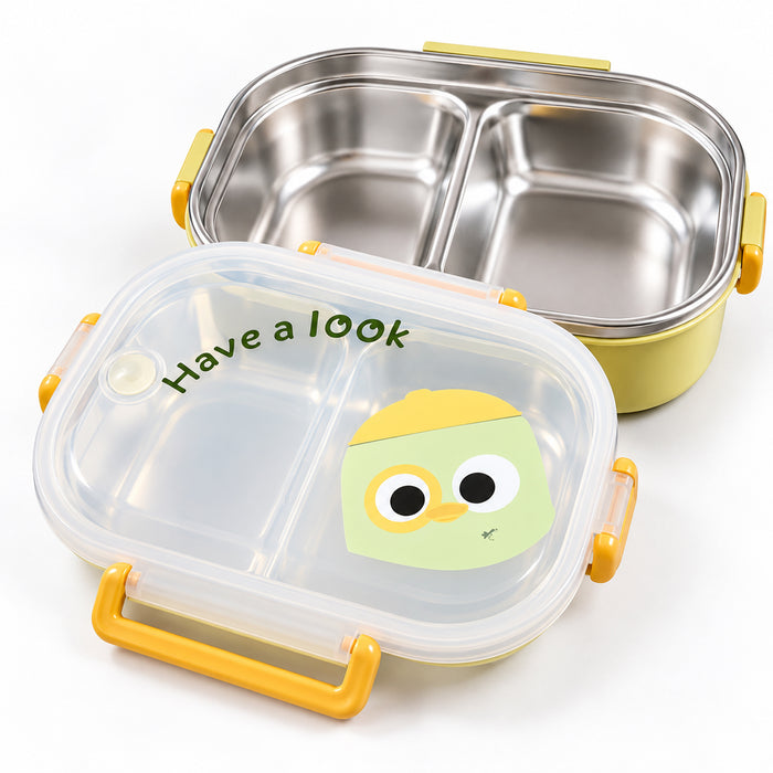 KIDS Chick Face Printed Stainless Steel Lunch Box-2 Food Copmartments