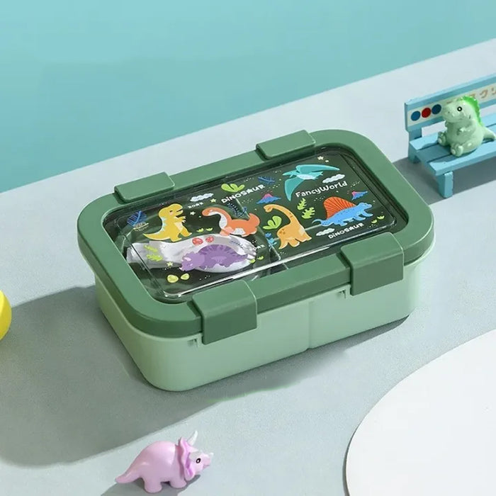 KIDS Dino Printed Plastic Lunch Box-3 Food Compartments