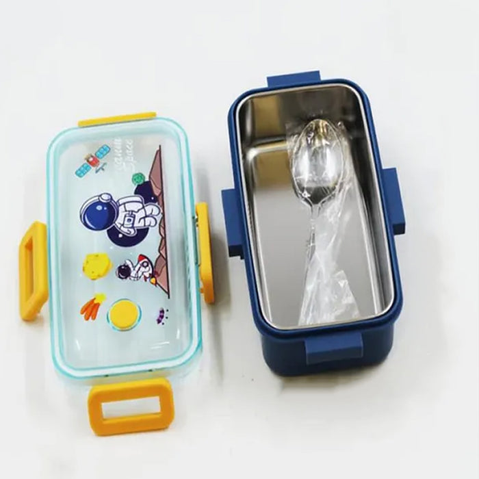 KIDS Astronaut Printed Stainless Steel Lunch Box With Spoon