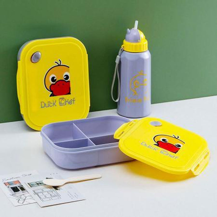KIDS Duck Face Printed Lunch Box With Water Bottle