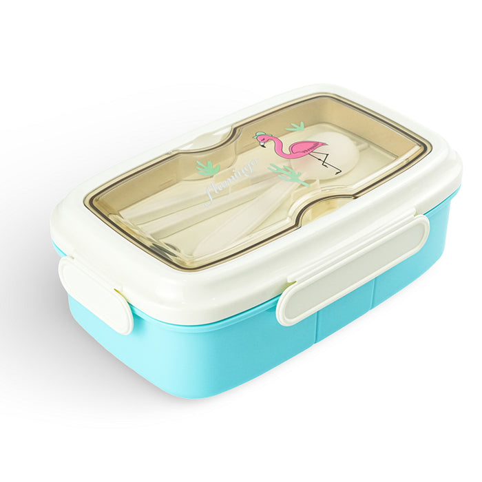 KIDS Flamingo Printed Lunch Box With Spoon & Fork