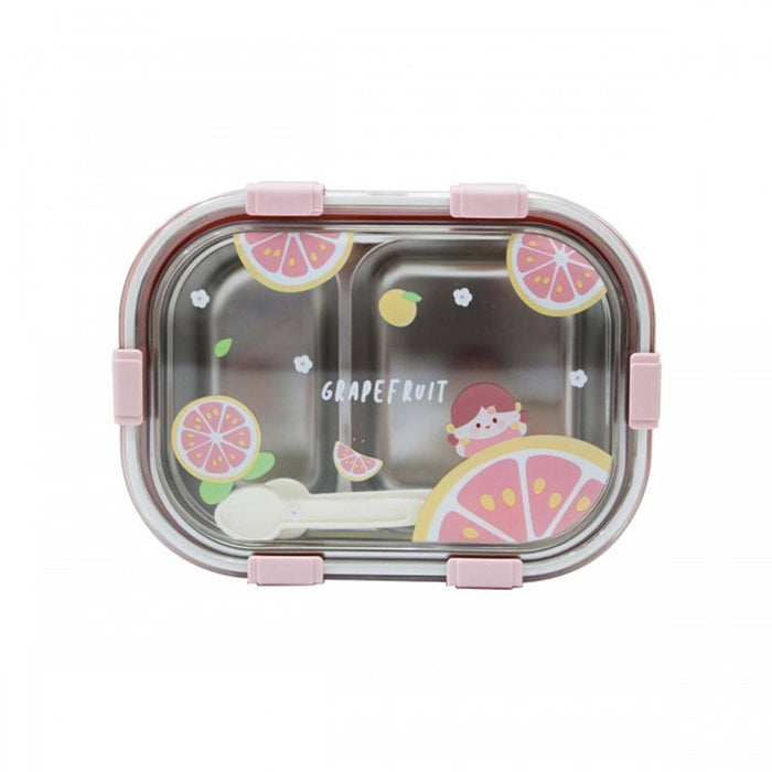 KIDS Lemon Printed Stainless Steel Lunch Box-2 Food Compartments