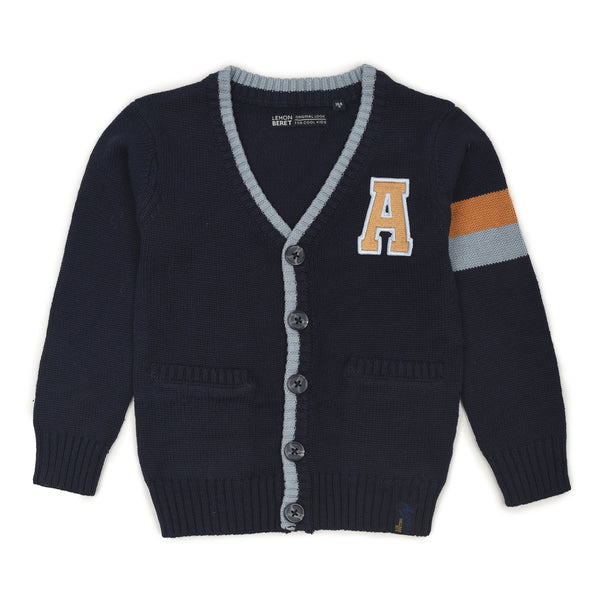 LB Navy Blue Knitted A Patch Sweater