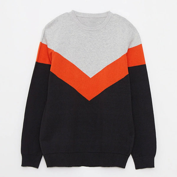 LCG Boy Crew Neck Color Block Tricot Sweater