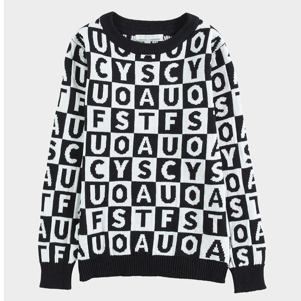 LCG Uni Alphabets Black Printed Sweater