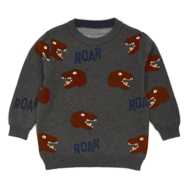 MC Boy Dark Grey Dino Roar Sweater