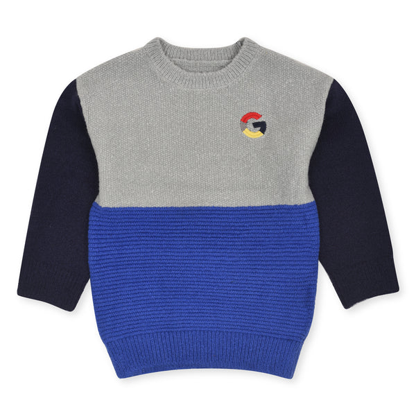 MC Boy Grey Blue Embroidered G Knitted Sweater