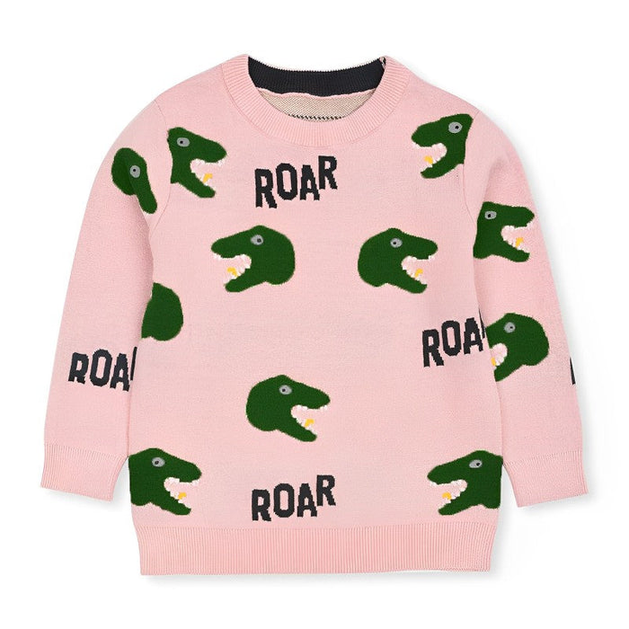 MC Boy Pink Green Dino Roar Sweater