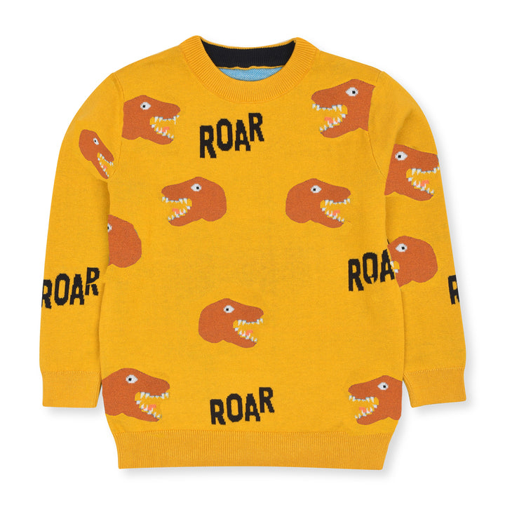 MC Boy Yellow Dino Roar Sweater - TinyTikes.pk