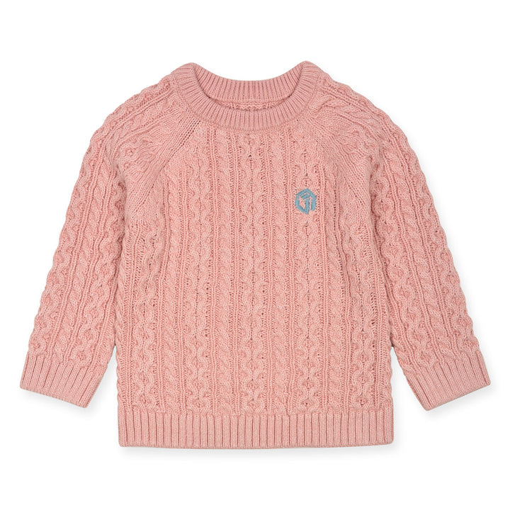 MC Girl Cable Crew Knitted Sweater - TinyTikes.pk