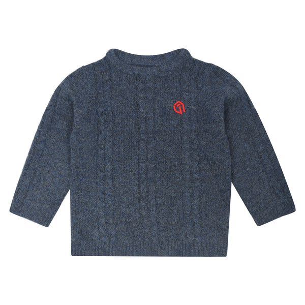 MC Girl Knitted Blue Embroidered Logo Sweater