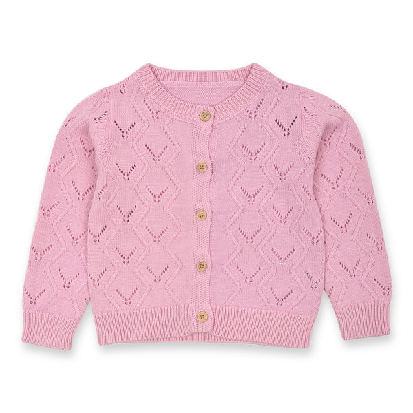 MC Girl Knitted Pink Cardigan - TinyTikes.pk