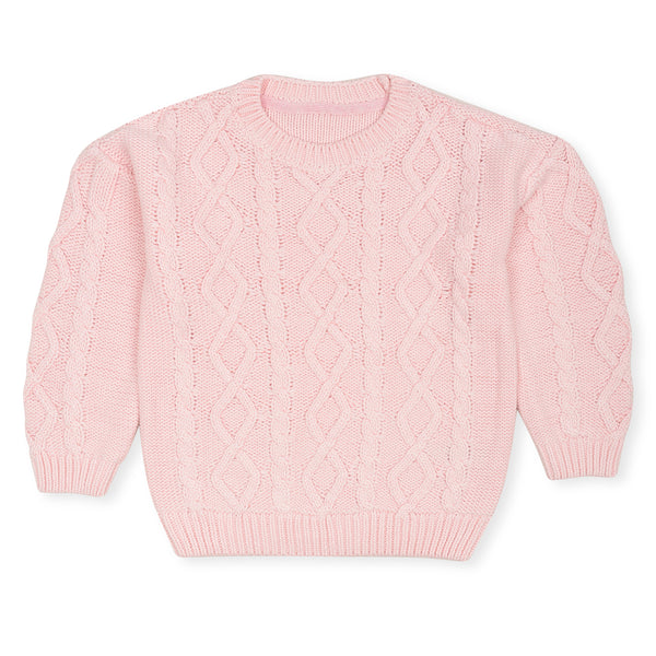 MC Girl Pink Cable Crew Knitted Sweater