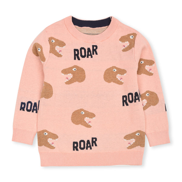 MC Girl Pink Dino Roar Sweater