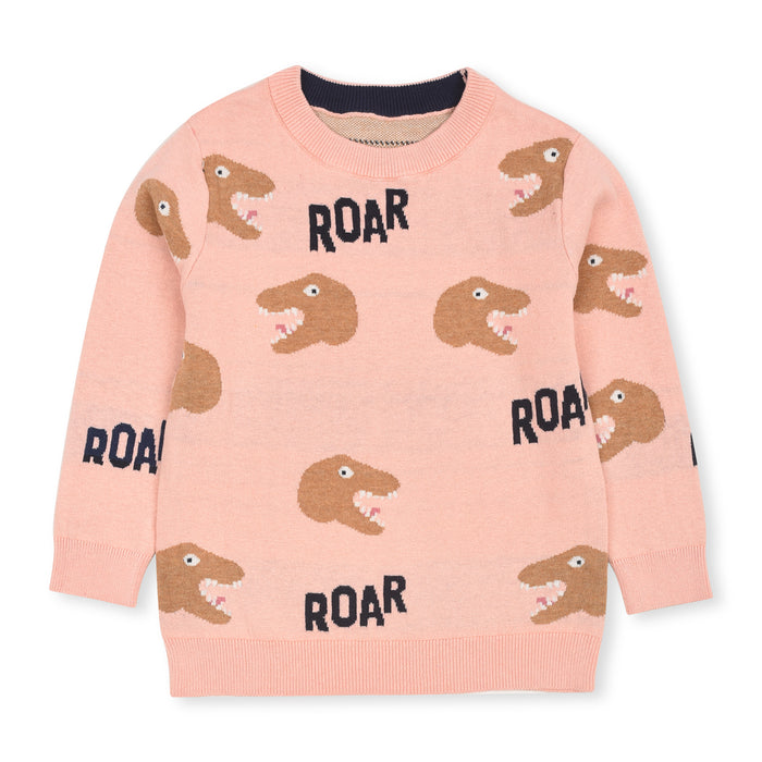 MC Girl Pink Dino Roar Sweater