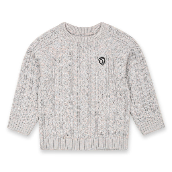 MC Uni Sex Grey Cable Crew Double Tone Knitted Sweater - TinyTikes.pk