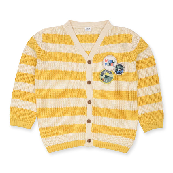 MS Girl Knitted Cardigan Yellow Color Lining - TinyTikes.pk