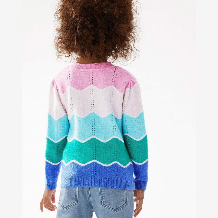 MS Girl Striped Pullover MultiColor Sweater - TinyTikes.pk