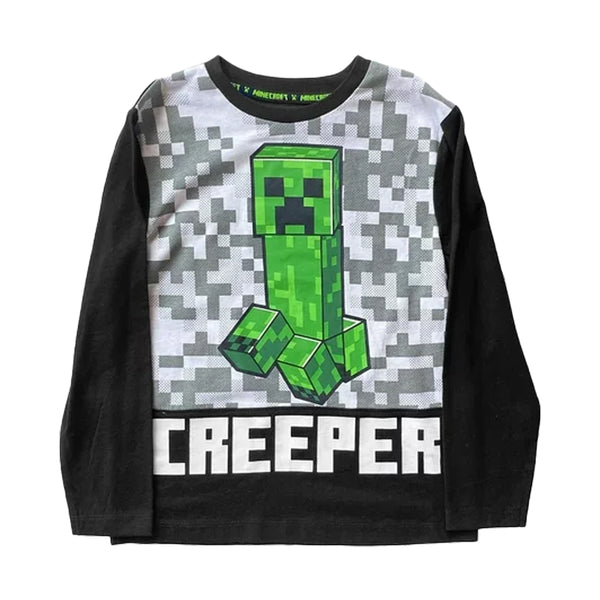 Minecraft Boy Black Long Sleeves T-Shirt