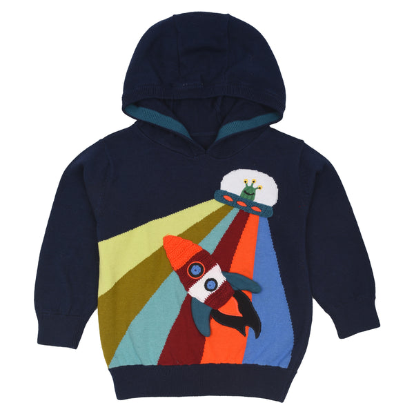 NXT Boy Blue Spaceship Embroidered Sweater Hoodie