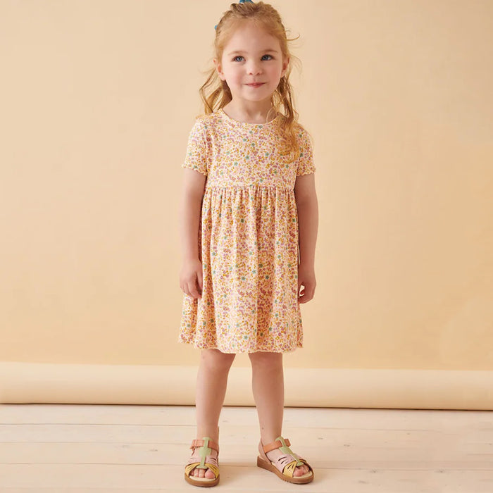 NXT Girl Flower Printed Puff Sleeves Frock