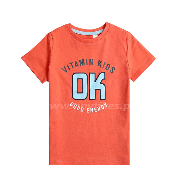 OK Boy Short Sleeves Jersey Cotton Orange T-Shirt - TinyTikes.pk