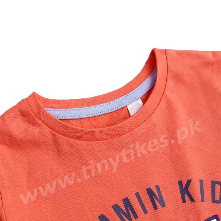OK Boy Short Sleeves Jersey Cotton Orange T-Shirt - TinyTikes.pk