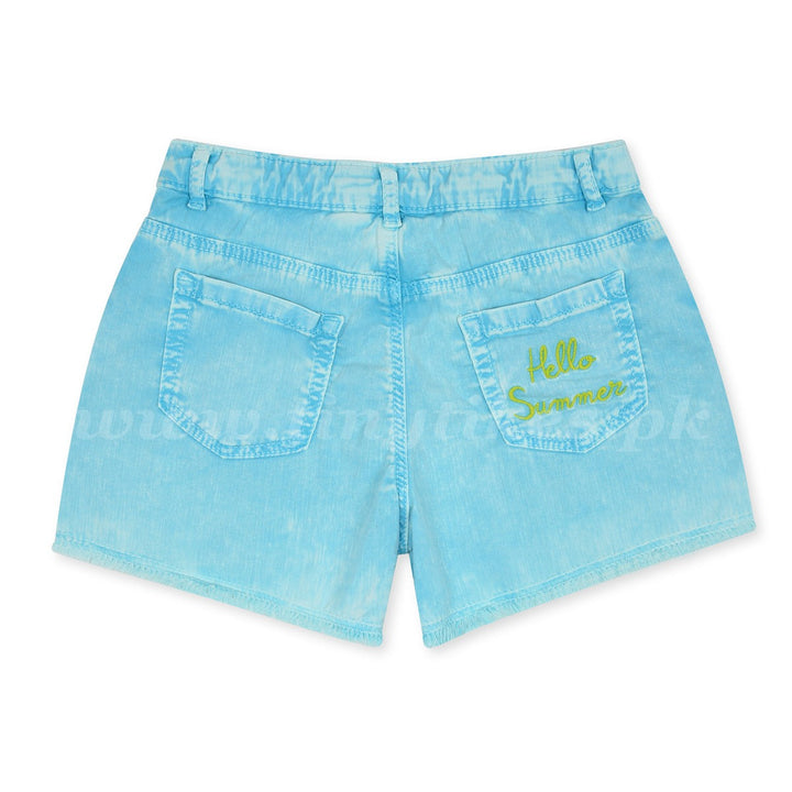 OM Denim Blue Short For Girls Tie & Dye - TinyTikes.pk