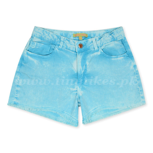 OM Denim Blue Short For Girls Tie & Dye - TinyTikes.pk