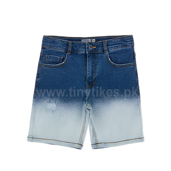 OM Denim Blue & White Shorts For Boys - TinyTikes.pk