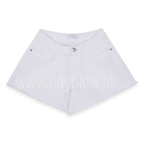 OM Denim White Floral Embroidery with Adjuster - TinyTikes.pk