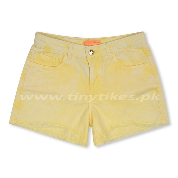 OM Denim Yellow Short For Girls - TinyTikes.pk