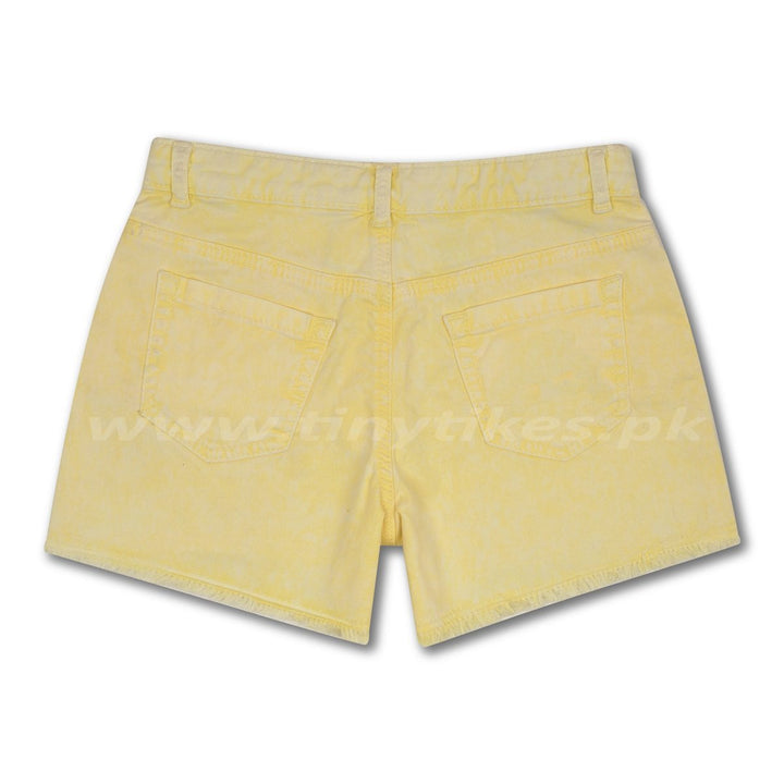 OM Denim Yellow Short For Girls - TinyTikes.pk