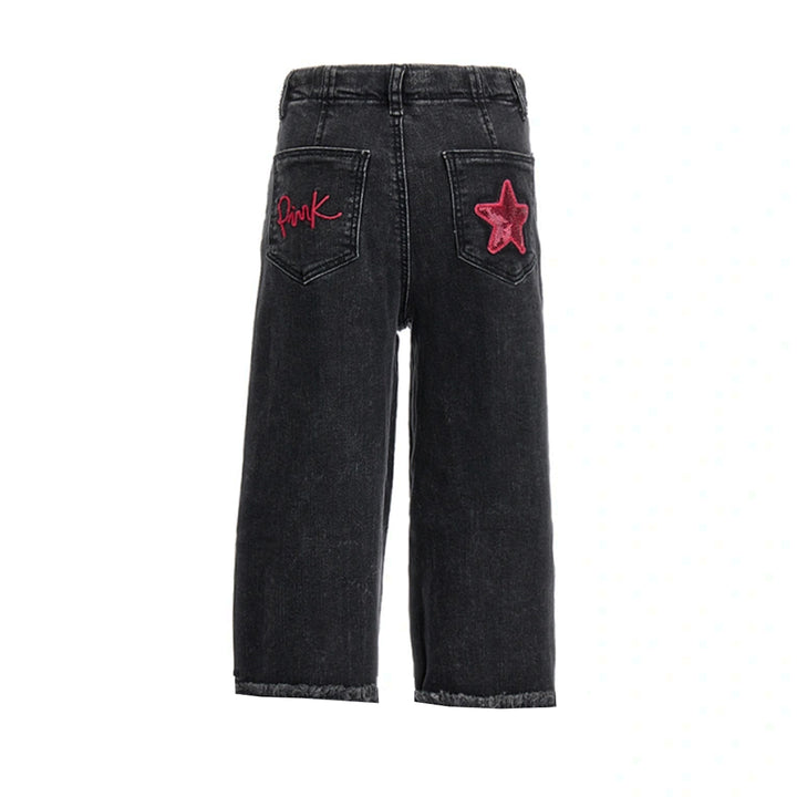 OM Girl Frayed Hems Denim Jeans - TinyTikes.pk