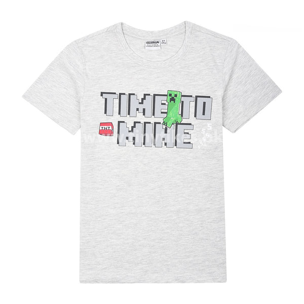 MINE CRAFT Boy Grey Printed Jersey T-Shirt