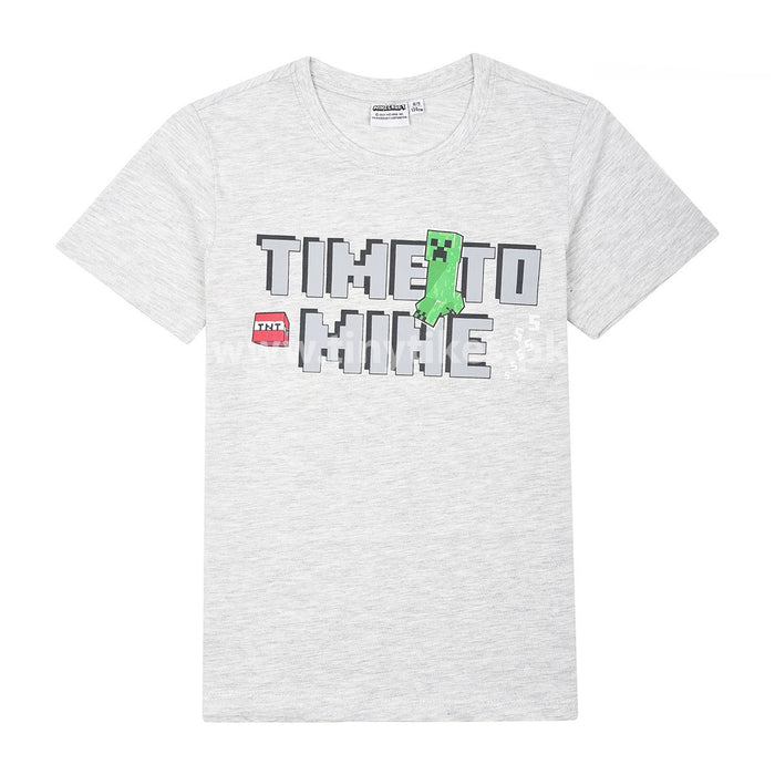 MINE CRAFT Boy Grey Printed Jersey T-Shirt